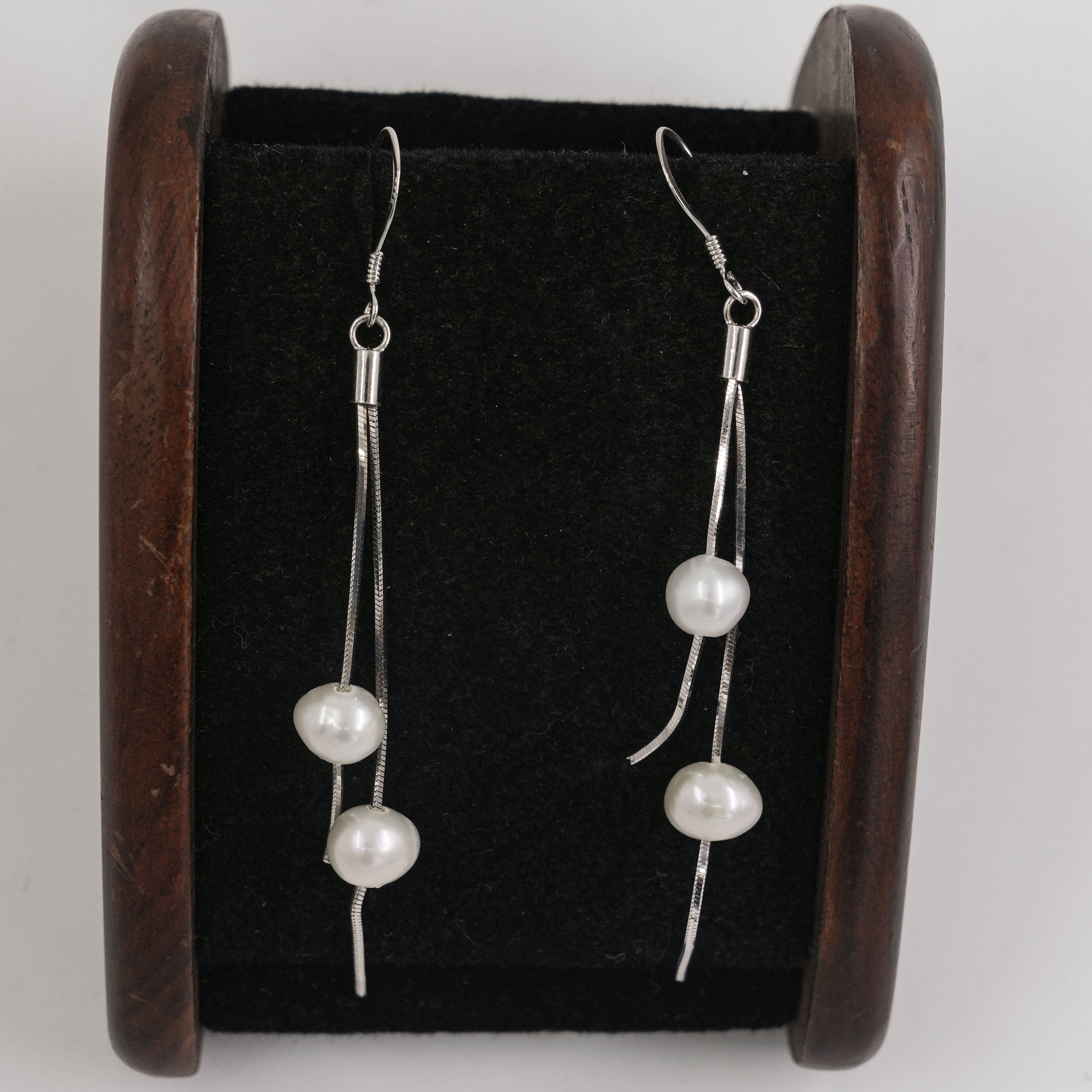 The Pearl Atelier by Kabra Pearls - 92.5 Silver Double Line Pearl Hangings